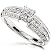 3/4ct TW Princess and Round Diamond Engagement Ring Set in 14K White Gold