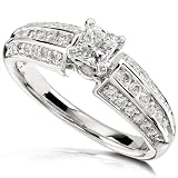 3/4ct TW Princess and Round Diamond Engagement Ring Set in 14K White Gold