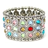 Beautiful Color Crystal Wide Stretch Bracelet