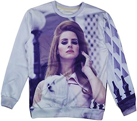 Women Sweatshirts Lana Del Rey and her Cat 3D Pullover Hoodies Sweater (M)