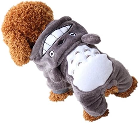 Sunlilee Pet Totoro Hoodie Costume Dog Fleece Clothes Jumpsuit Puppy Cat Apparel (Grey,Small)