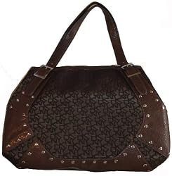 Women's DKNY Purse Handbag T&C W/Studs Brown Mix/Dark Brown