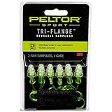 Peltor Sport Tri-Flange Corded Reusable Earplugs, 3-Pair Per Pack
