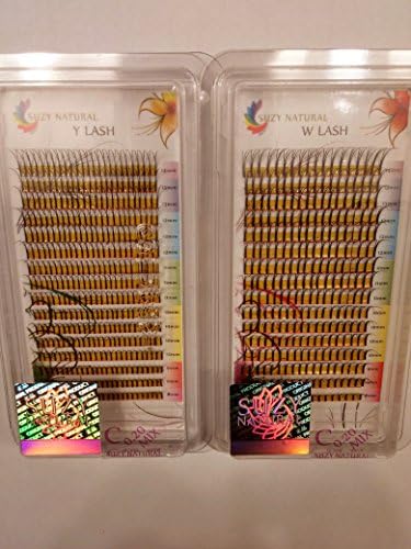 BLACK DIAMOND Y Lash Tray ~ W Lash Tray ~ 3D Eyelash Extensions COMBO PACK ~ C/0.20mm/8mm to 14mm Mix, 16 ROWS PER TRAY ~ 2 TRAYS ~ Premium Eyelashes ~ SUZY NATURAL