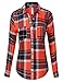 JJ Perfection Womens Plaid Herringbone Button Down Chest Pocket Collar Shirt