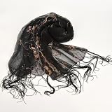 Luxury Party Shawl Wrap Mesh Sequins Scarf Black