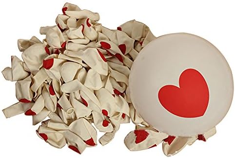 Lookcon 12inch Red Hearts Round Balloons, Red and White Assortment for Party Decoration 100 Pcs Children's Day
