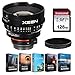 XEEN XN16-NEX 16mm T2.6 Professional Cine Lens for Sony FE Mount + 5-Pack Photo/Video Editing Software & 128GB Transcend High Speed Memory Card