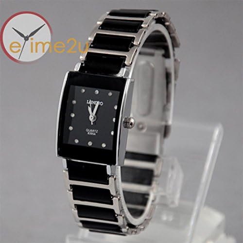 SunShine Day Fashion Diamonds Steel &amp;Amp; Ceramic Lady Womens Quartz Wristwatch Square Black New
