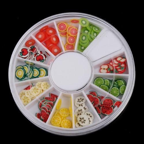 TOMTOP 120 Pcs Multicolor Mixed Pattern Fimo Nail Art Nail Tips Slice Decoration Wheel (Multicolor Fruit)