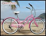 New Micargi 26 7 Speed Ladies Bike Beach Cruiser Bicycle Tahiti Pink