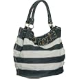 Oversized ''Mimi'' Tote - Blue & Off WHite