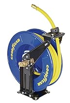 Goodyear L820154G Steel Retractable Air Compressor/Water Hose Reel with 1/2 in. x 50 ft. Rubber Hose, Max. 300PSI
