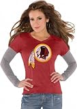 Washington Redskins Red Women's Primary Logo Tri Blend Long Sleeve Layered T-Shirt- by Alyssa Milano