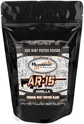 Micronamin Whey Protein Powder AR-15 Vanilla (30 Servings) - All Natural Whey Protein Powder - Great source of L-Glutamine, Creatine, and BCAA's