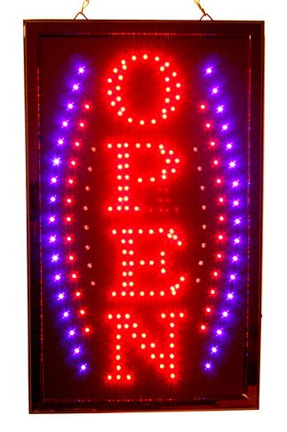 Vertical OPEN BIG Animated Bright Led Neon Business Motion Light Sign. On/off with Chain 13*22*1 Large Blt8045s