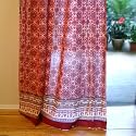 Ruby Kilim ~ Rustic Red Tab Top Cotton Voile Window Curtain Panel 84x46