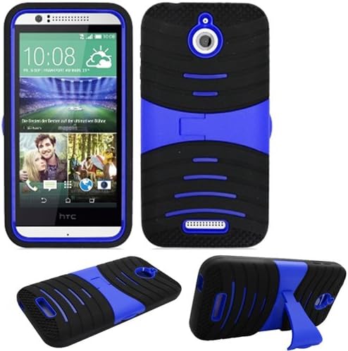 Phone Case for Cricket Htc Desire 512 Rugged Heavy Duty Armo Cover Blue Stand