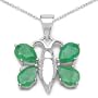 3.00 Carat Genuine Emerald Silver Butter-Fly Pendant