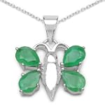 SAVE $40 - 3.00 Carat Genuine Emerald Silver Butter-Fly Pendant $59.99