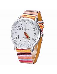 Womens Pencil Pointer Round Dial Colorful PU Band Quartz Analog Wrist Watch (pink) WTH2573