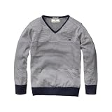 Scotch & Soda Kids – Boy’s Navy Striped V-Neck Basic Pullover