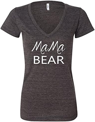She Said Tees Womens "Mama Bear" fitted v-neck tee XL - Dark Gray/White Font
