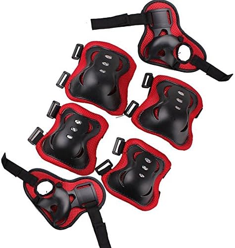 Adreamcity Kid Children Roller Bicycle Bike Skateboard Extreme Sports Bogu Protector Guards Pads Protective Gear Safety Safeguard Knee Elbow Wrist Support Set (Black, 6 PCS)