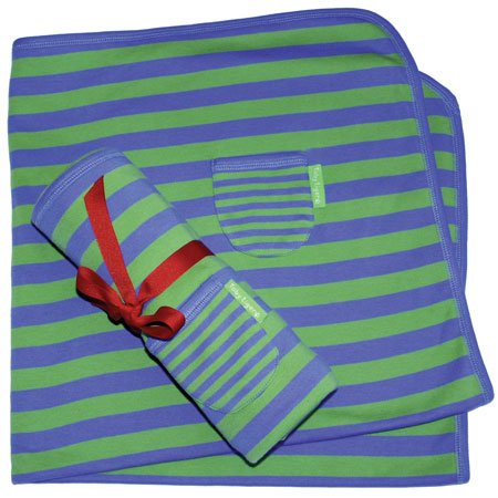 Toby Tiger Stripy Green/Blue Baby Blanket