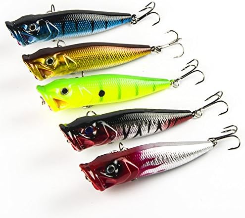 HappyFishing 5-8pcs/lot Mixed Popper Fishing Lures Bass CrankBait Tackle 2.2-3.5 inch