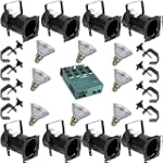 8 Black PAR CAN 38 90w PAR38 Flood Dimmer C-Clamps PD