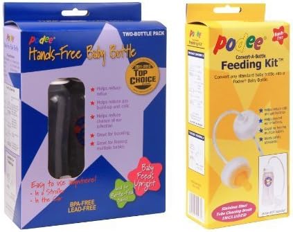 Combo Podee Baby Bottle - Double Pack Complete Handsfree Feeding System + Convert-A-Bottle Handsfree Feeding Kit by Piverde Corporation
