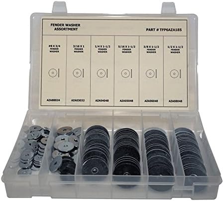 185 Piece GRADE 2 FENDER WASHER ASSORTMENT - Ships FREE in the USA
