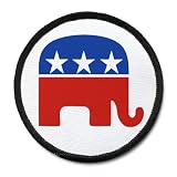 Creative Clam Republican Party Elephant Gop Stars And Stripes 4 Inch Black Rim Sew-on Patch