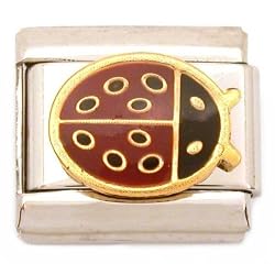 Enamel Lady Bug Italian Charm Stainless Steel 9mm