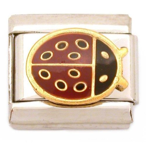 Ladybug Italian Charm Enamel Bracelet Insect Jewelry