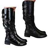 Ladies Womens Casual Black Matt Biker Style Flat Mid Calf Under Knee High Designer Riding Rider Boots Size 8