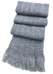 Handmade Winter Alpaca Scarf - Cable Design in Marble Gray (Extra Long/women/men)