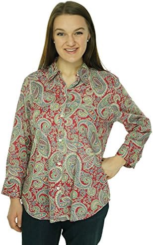 American Living Womens Paisley Print Button Down Shirt Red Multi S