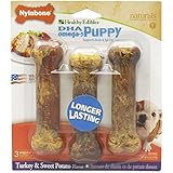Nylabone Healthy Edibles Regular Sweet Potato and Turkey Flavored Puppy Dog Treat Bones, 3 Count