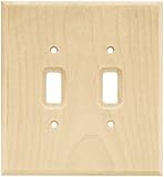 BRAINERD 64656 Wood Square Double Toggle Switch Wall Plate / Switch Plate / Cover, Unfinished Wood