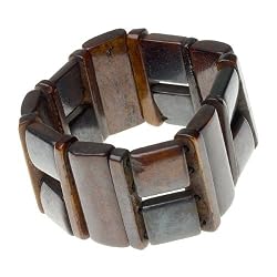 Choco Block Dark Bone Bangle Stretch Bracelet