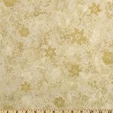 IMAGE OF 44'' Wide Holiday Flourish 4 Snowflakes and Stars Ivory Fabric By The Yard