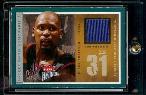 2003-04 Fleer Platinum Glenn Robinson Game Worn Jersey Philadelphia 76ers Basketball Card - Mint Condition - Shipped In Protective Display Case!