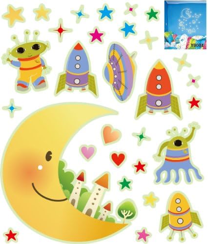 PeelCo Glow in the Dark Moon Night Time Stickers for Childrens Room