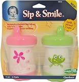 Sip & Smile Spill Proof Cup 7-oz - 2 pk - Pink / Green