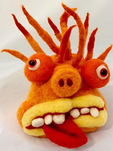 Handmade Soft Sculpture~Needle Felted~ Orange Monster~Artist D Rosendahl