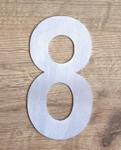 COBBLER House number 8, brushed stainless steel, type 1, 7 inch