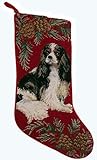 Cavalier King Charles Christmas Stocking Tri Color 100% Wool Hand-Stiched Needlpoint: Precious