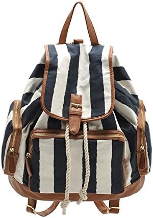 Fashion Navy Blue Stripe Print Rucksack